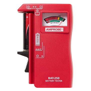 Amprobe BAT-250 Three Indicator Battery Tester, Test Standard and Rechargeable Batteries