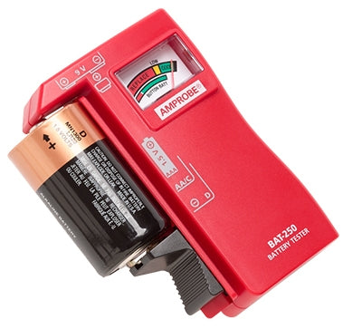 Amprobe BAT-250 Three Indicator Battery Tester, Test Standard and Rechargeable Batteries