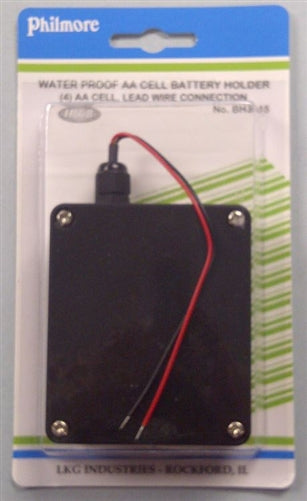 Philmore BH3415 "AA" Waterproof Battery Holder - 4 Cells, 26AWG Lead Wire Connection