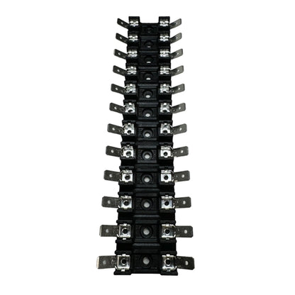 Bussmann BK/S-8202-12-R 12 Pole Breakaway Fuse Block, CSA 16A 300VAC/VDC, 1-1/4" Fuses, .250" QC Terminals, Black