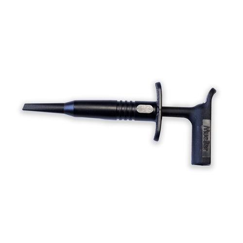 Mueller BU-20431-0 Right-Angle Banana Jack, Hook Plunger, Black