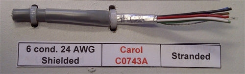 General Cable Carol 24AWG 6 Conductor Stranded Shielded Gray PVC CMG 300V 60C C0743A (305M = Full Roll)