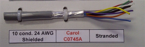 General Cable Carol 24AWG 10 Conductor Stranded Shielded Gray PVC CMG 300V 60C C0745A (305M = Full Roll)