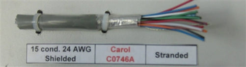 General Cable Carol 24AWG 15 Conductor Stranded Shielded Gray PVC CMG 300V 60C C0746A (305M = Full Roll)