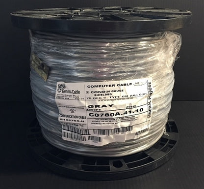 General Cable Carol 20AWG 2 Conductor Stranded Shielded Gray PVC CMG 300V 60C C0780A (305M = Full Roll)