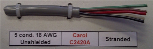 General Cable Carol 18AWG 5 Conductor Stranded Unshielded Gray PVC CMG 300V 60C C2420A (305M = Full Roll)