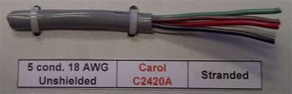 General Cable Carol 18AWG 5 Conductor Stranded Unshielded Gray PVC CMG 300V 60C C2420A (305M = Full Roll)