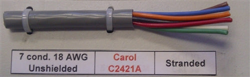General Cable Carol 18AWG 7 Conductor Stranded Unshielded Gray PVC CMG 300V 60C C2421A (305M = Full Roll)