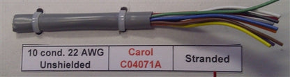 General Cable Carol 22AWG 10 Conductor Stranded Unshielded Gray PVC CMG 300V 80C C4071A (305M = Full Roll)