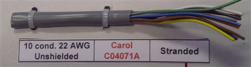 General Cable Carol 22AWG 10 Conductor Stranded Unshielded Gray PVC CMG 300V 80C C4071A (305M = Full Roll)