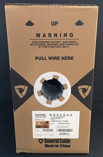 General Cable C5886 RG6/U 75 Ohm 18AWG Solid Foil/Braid Shield CMR FT4 Wire Carol (305M = Full Roll)