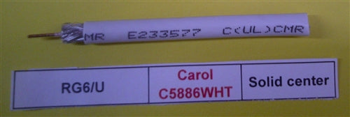 General Cable C5886WHT RG6/U 75 Ohm 18AWG Solid Foil/Braid Shield Carol Brand, White (305M = Full Roll)