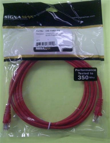 Signamax C5E-114RD-7FB Cat5e Red Patch Cord with Snag-Proof Boot, 7' Length