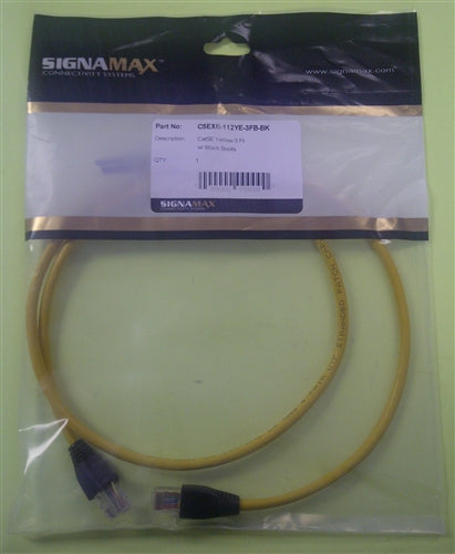 Signamax C5EXB-112YE-3FB-BK Cat5e Yellow Crossover Patch Cord, 3' Length