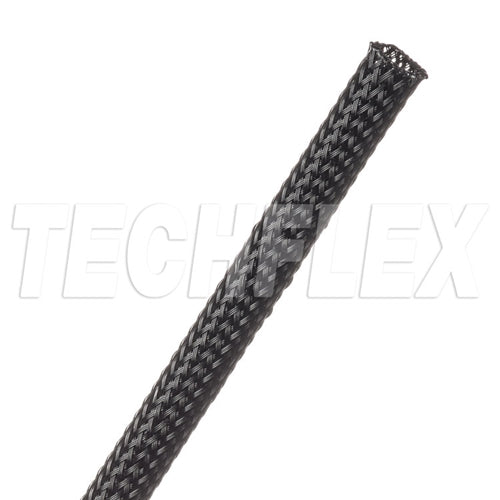 Techflex CCP0.25 Clean Cut 1/4" Black Fray-Resistant Expandable PET Braided Sleeving (305M = Full Roll)