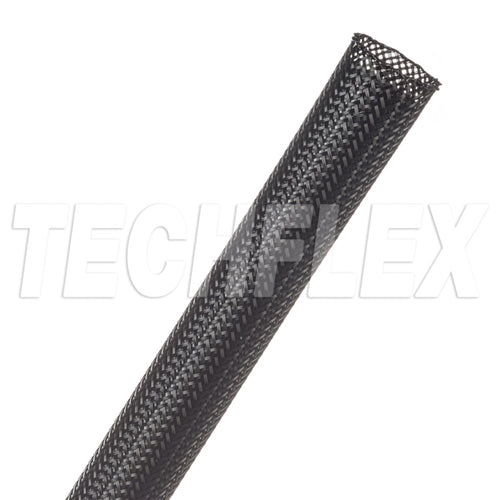 Techflex CCP0.50 Clean Cut 1/2" Black Fray-Resistant Expandable PET Braided Sleeving (152M = Full Roll)