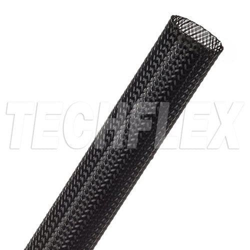 Techflex CCP0.75 Clean Cut 3/4" Black Fray-Resistant Expandable PET Braided Sleeving (76M = Full Roll)