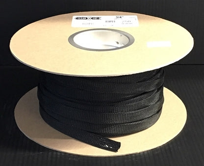 Techflex CCP0.75 Clean Cut 3/4" Black Fray-Resistant Expandable PET Braided Sleeving (76M = Full Roll)