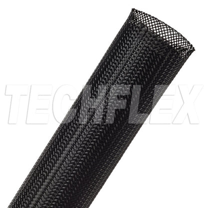 Techflex CCP1.25 Clean Cut 1-1/4" Black Fray-Resistant Expandable PET Braided Sleeving (76M = Full Roll)