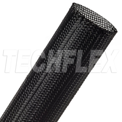 Techflex CCP1.50 Clean Cut 1-1/2" Black Fray-Resistant Expandable PET Braided Sleeving (76M = Full Roll)
