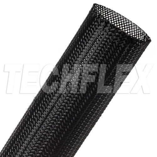 Techflex CCP1.50 Clean Cut 1-1/2" Black Fray-Resistant Expandable PET Braided Sleeving (76M = Full Roll)