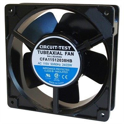 Circuit-Test CFA11512038HB 115VAC Ball Bearing Fan 120mm x 120mm x 38mm 105CFM 46dB 22W 0.24A 3000RPM 1/8" Terminals