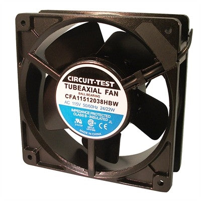 Circuit-Test CFA11512038HBW 115VAC Ball Bearing Fan 120mm x 120mm x 38mm 105CFM 46dB 3000RPM, Wire Leads