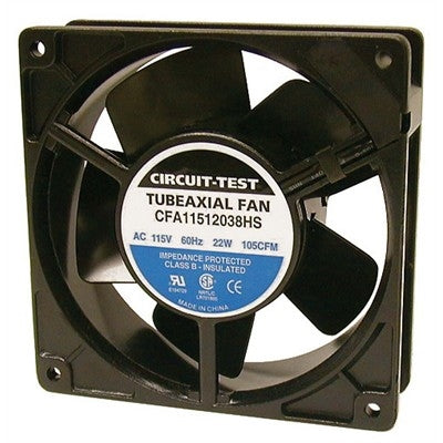 Circuit-Test CFA11512038HS 115VAC Sleeve Bearing Fan 120mm x 120mm x 38mm 105CFM 46dB 22W 0.24A 3000RPM 1/8" Terminals