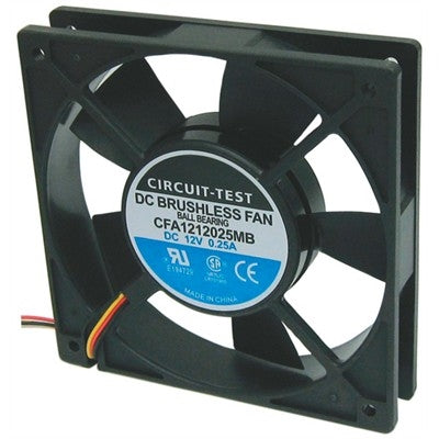 Circuit-Test CFA1212025MB 12VDC Ball Bearing 3-WIRE Fan 120mm x 120mm x 25mm 74.5CFM 43.8dB 2500RPM