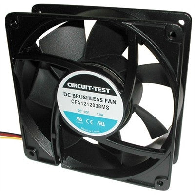 Circuit-Test CFA1212038MS 12VDC Sleeve Bearing Fan 120mm x 120mm x 38mm 121CFM 49dB 12W 1.0A 2400RPM 3 Wire