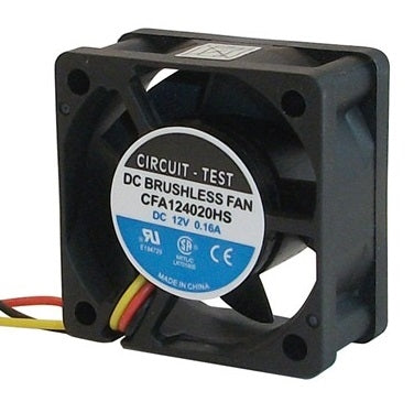 Circuit-Test CFA124020HS 12VDC Sleeve Bearing Fan 40mm x 40mm x 20mm 8.5CFM 31dB 2.0W 0.16A 7000RPM 3 Wire