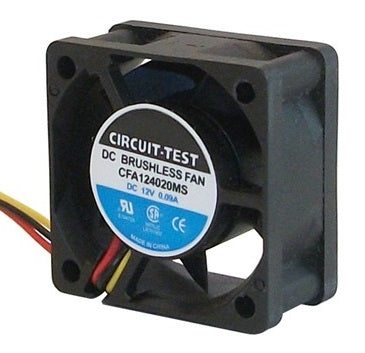 Circuit-Test CFA124020MS 12VDC Sleeve Bearing Fan 40mm x 40mm x 20mm 7CFM 26dB 1.2W 0.1A 6000RPM 3 Wire