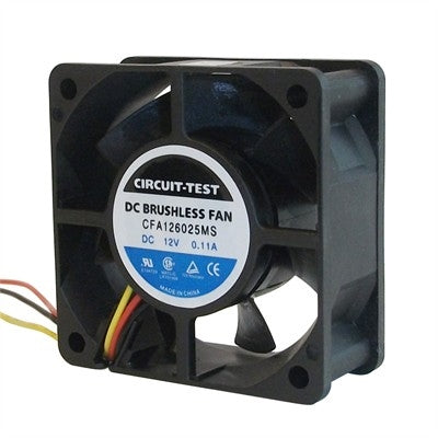 Circuit-Test CFA126025MS 12VDC Sleeve Bearing 3-WIRE Fan 60mm x 60mm x 25mm 16.7CFM 25dB 3200RPM