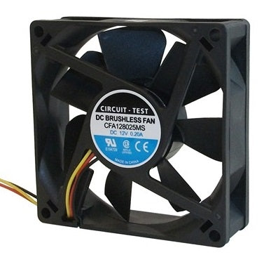 Circuit-Test CFA128025MS 12VDC Sleeve Bearing Fan 80mm x 80mm x 25mm 37CFM 30dB 2.4W 0.2A 2700RPM 3 Wire
