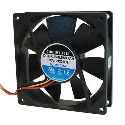 Circuit-Test CFA129225LS 12VDC Sleeve Bearing 3-WIRE Fan 92mm x 92mm x 25mm 41.5CFM 28dB 2000RPM
