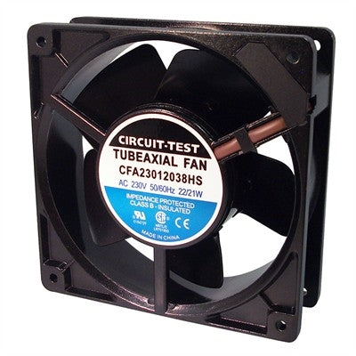 Circuit-Test CFA23012038HS 230VAC Sleeve Bearing Fan 120mm x 120mm x 38mm 105CFM 46dB 22W 0.14A 3000RPM 1/8" Terminals