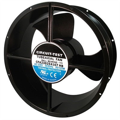 Circuit-Test CFA230254107HB 230VAC Ball Bearing Fan 254mm x 254mm x 107mm 780/850CFM 63/65dB 2600/2750RPM 1/8" Terminals