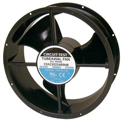 Circuit-Test CFA23025489HB 230VAC Ball Bearing Fan 254mm x 254mm x 89mm 460/550CFM 52/55dB 1400/1650RPM 1/8" Terminals