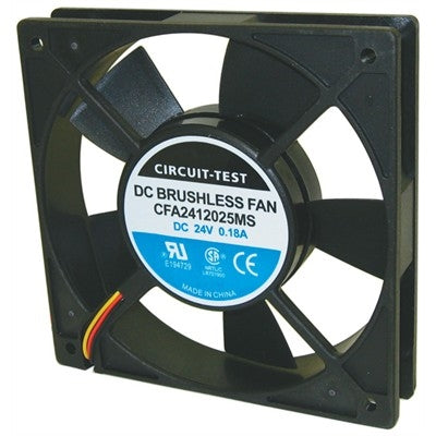 Circuit-Test CFA2412025MS 24VDC Sleeve Bearing Fan 120mm x 120mm x 25mm 74.5CFM 44dB 4.3W 0.18A 2500RPM 3 Wire