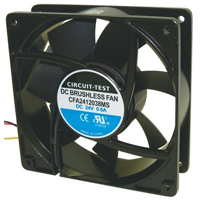 Circuit-Test CFA2412038MS 24VDC Sleeve Bearing Fan 120mm x 120mm x 38mm 121CFM 46dB 14W 0.6A 2400RPM 3 Wire