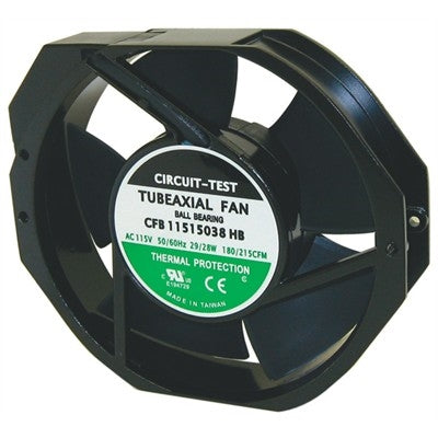 Circuit-Test CFB11515038HB 115VAC Ball Bearing Fan 150mm x 172mm x 38mm 215CFM 58dB 28W 0.23A 3400RPM 1/8" Terminals