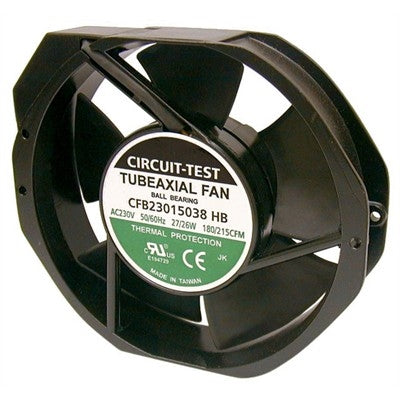 Circuit-Test CFB23015038HB 230VAC Ball Bearing Fan 150mm x 172mm x 38mm 212CFM 58dB 26W 0.11A 3400RPM 1/8" Terminals