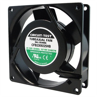Circuit-Test CFB2309225HB 230VAC Ball Bearing Fan 92mm x 92mm x 25mm 33/40CFM 32/36dB 2500/3000RPM