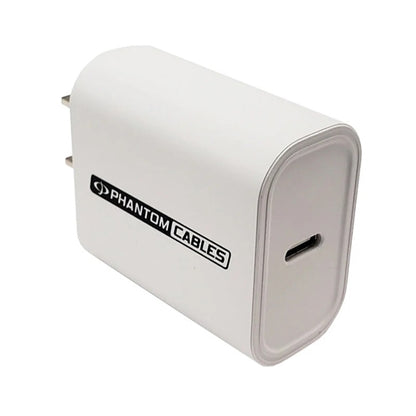 Phantom Cables CH-C20-1000-WH USB Wall Charger, USB Type-C Female to 1-15P Plug, 5V/3A, 9V/2.22A, 12V/1.67A Output