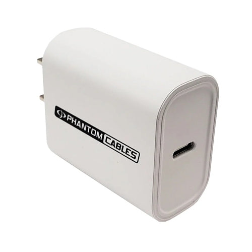 Phantom Cables CH-C20-1000-WH USB Wall Charger, USB Type-C Female to 1-15P Plug, 5V/3A, 9V/2.22A, 12V/1.67A Output