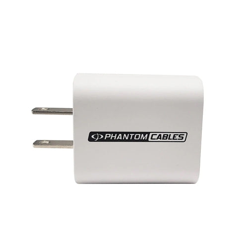 Phantom Cables CH-C20-1000-WH USB Wall Charger, USB Type-C Female to 1-15P Plug, 5V/3A, 9V/2.22A, 12V/1.67A Output