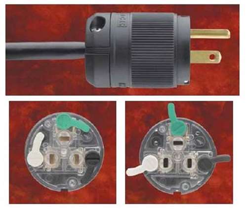 Marinco CL5266 Clamp Lock Plug 15A 125V 2P 3W (5-15P), White Body in Black Housing