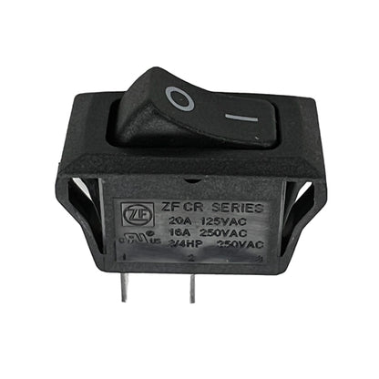 ZF Electronics CRE22F2FBBNE Rocker Switch SPST On-Off, 20A@125VAC / 16A@250VAC, On/Off Markings, QC Terminals