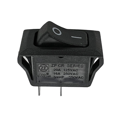 ZF Electronics CRE22F2FBBNE Rocker Switch SPST On-Off, 20A@125VAC / 16A@250VAC, On/Off Markings, QC Terminals