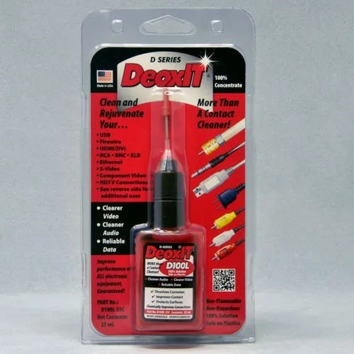 Caig D100L-25C DeoxIT D-Series Contact Cleaner, Needle Dispenser, 100% Solution, 25mL